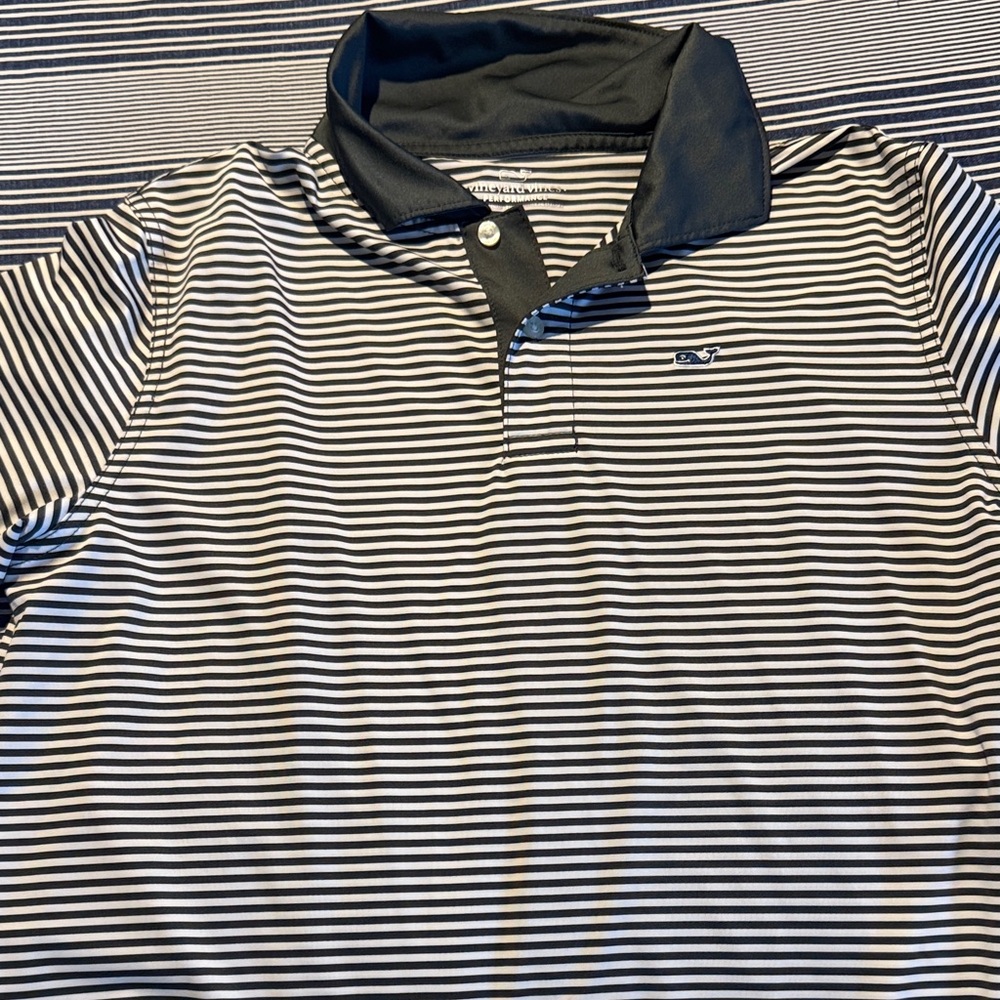 Vineyard Vines Navy and White Striped Men’s Polo